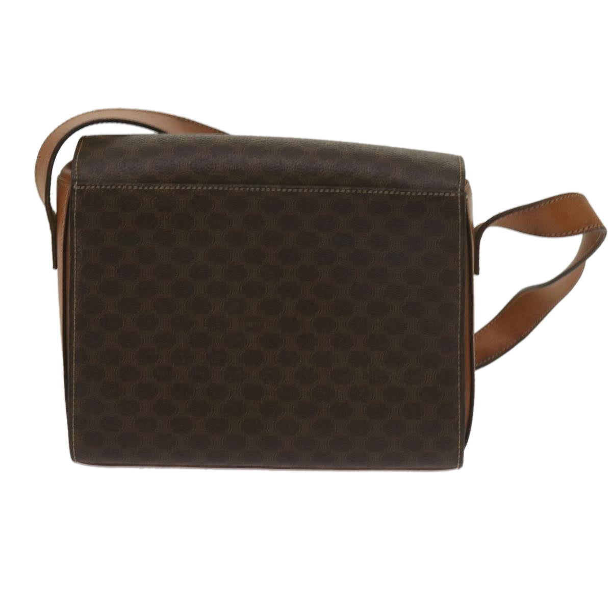 Luxury CELINE Macadam Canvas Shoulder Bag PVC Leather Brown 60985