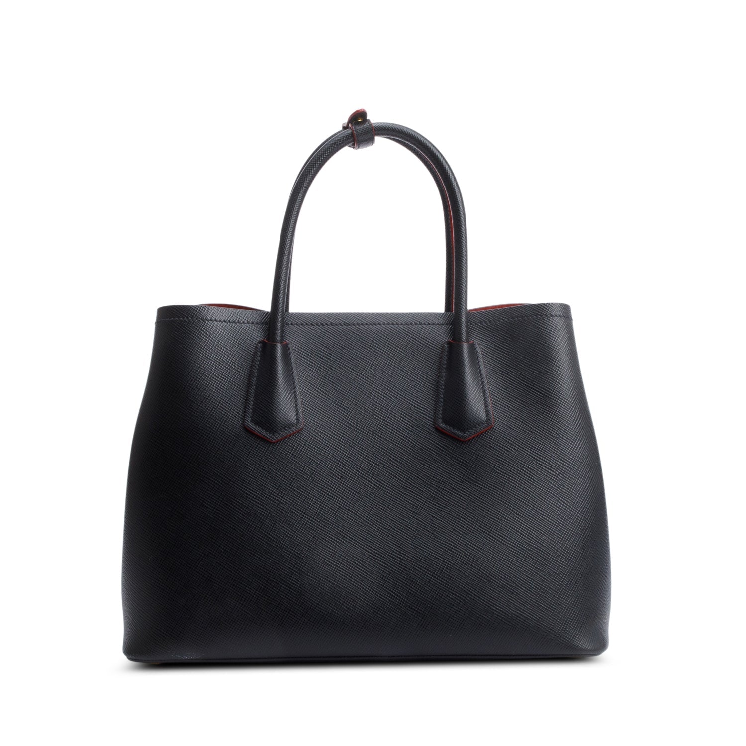 Prada Black Saffiano Lux Medium Cuir Double Tote