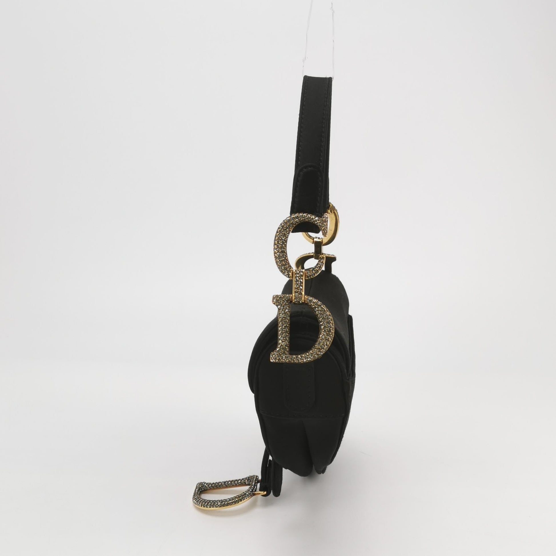 Dior Saddle Mini Silk Handbag Black with crystals