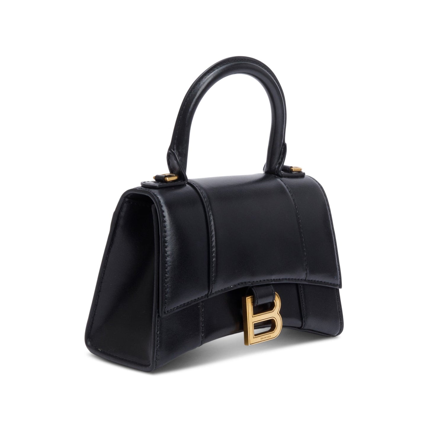 Balenciaga Black Leather XS Hourglass Top Handle Bag