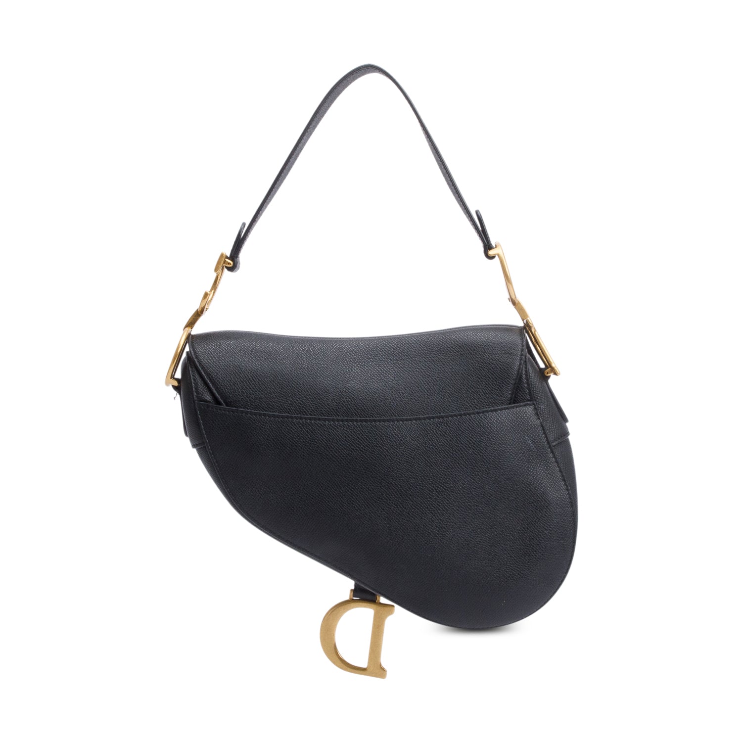 Christian Dior 2020 Black Grained Calfskin Leather Saddle Bag