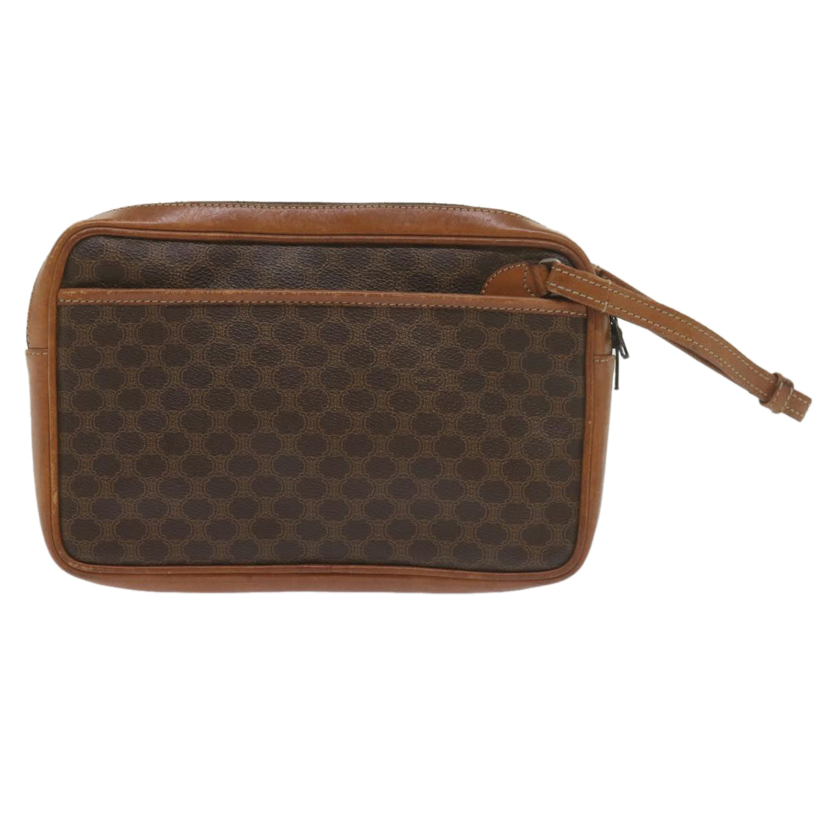 Luxury CELINE Macadam Canvas Clutch Bag PVC Leather Brown 61062