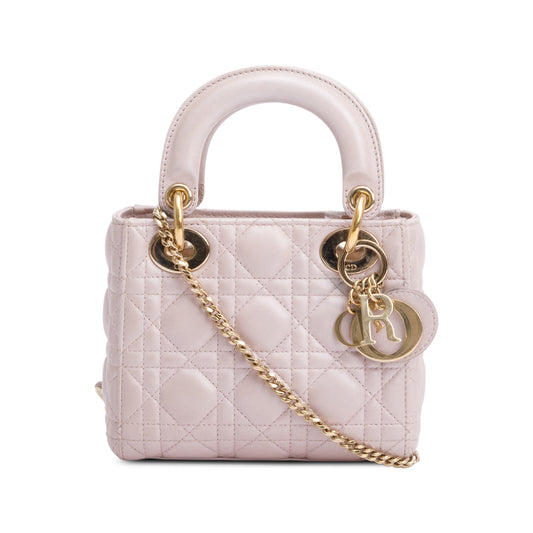 Christian Dior 2020 Pink Cannage Leather Mini Lady Dior Bag