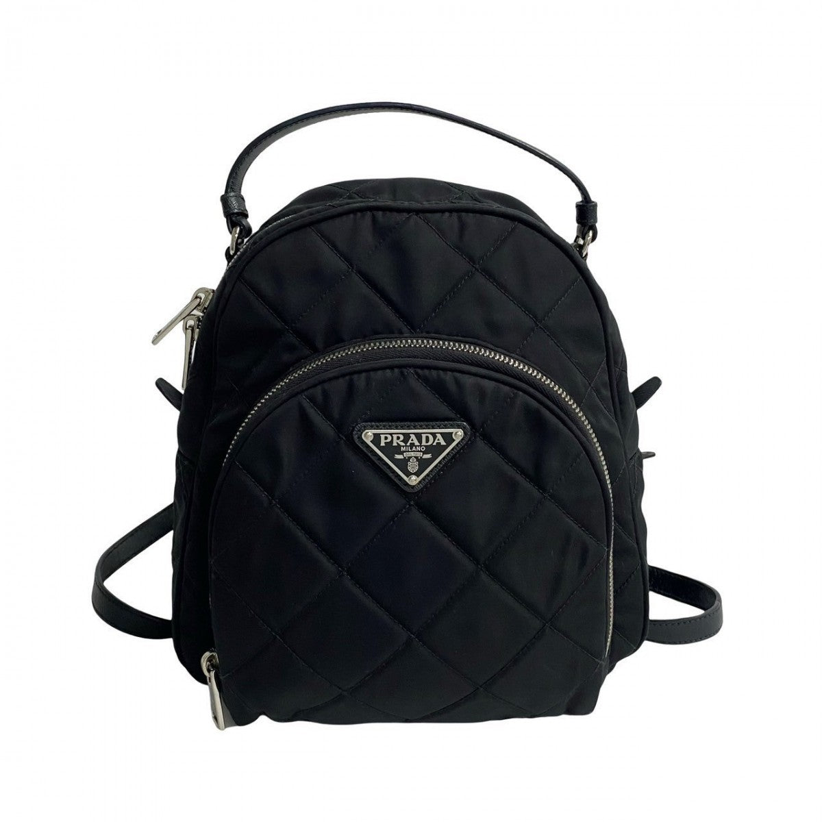 PRADA Backpack Nylon, Leather black Triangle Logo Metal Women
