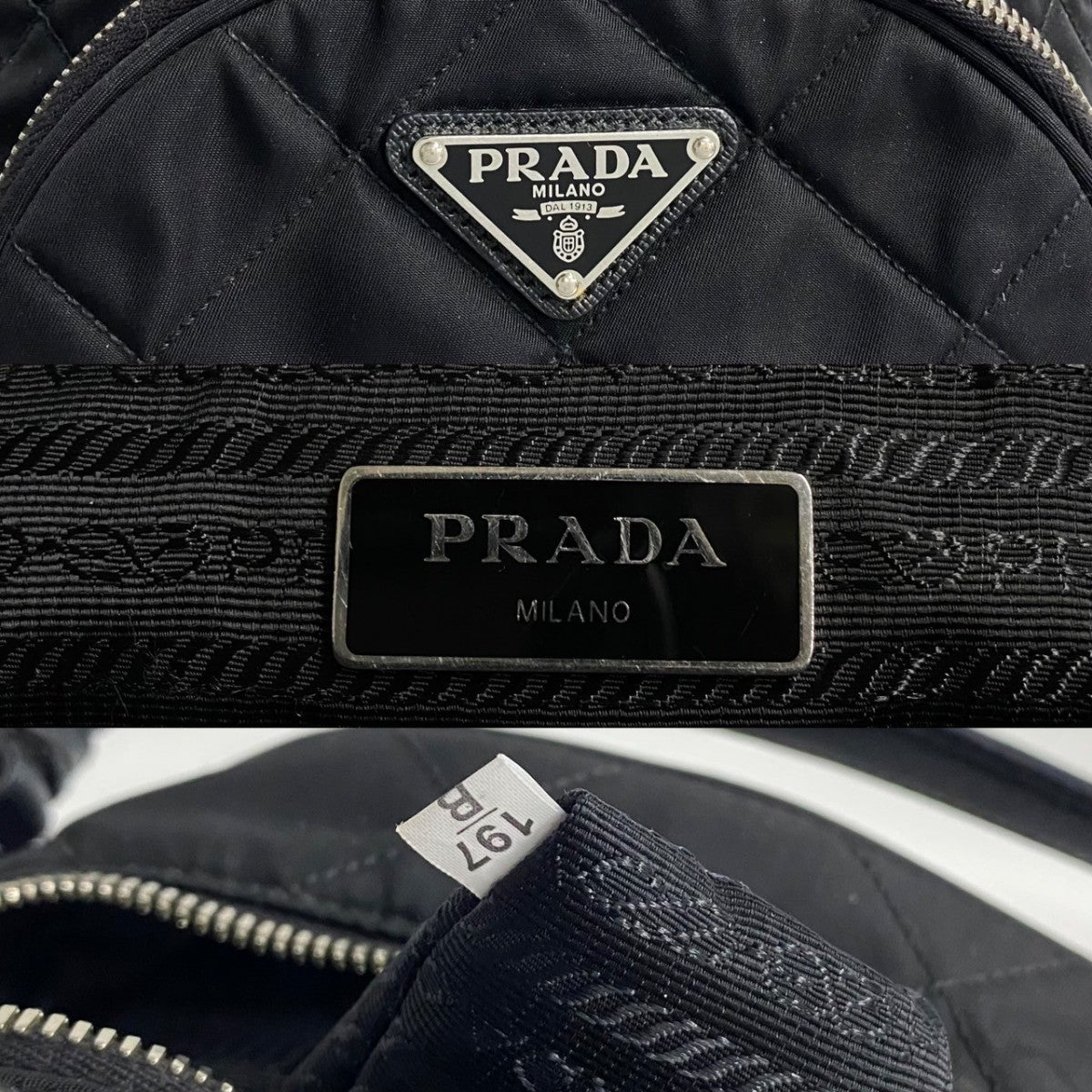 PRADA Backpack Nylon, Leather black Triangle Logo Metal Women