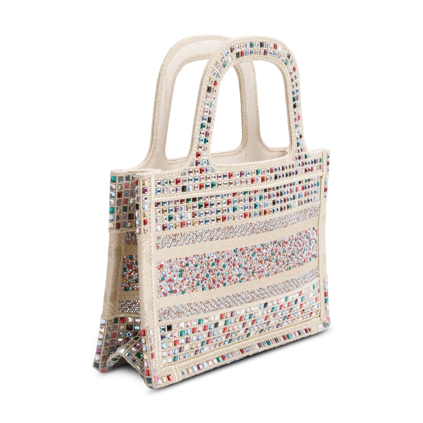 Christian Dior 2022 Metallic Gold Embroidery Crystal Embellished Mini Book Tote