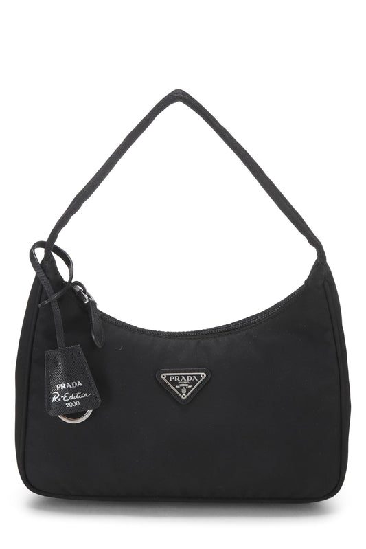 Prada, Black Tessuto Re-Edition Hobo Mini, Black