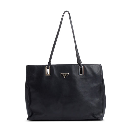 Prada Black Nappa Leather Acciaio Tote