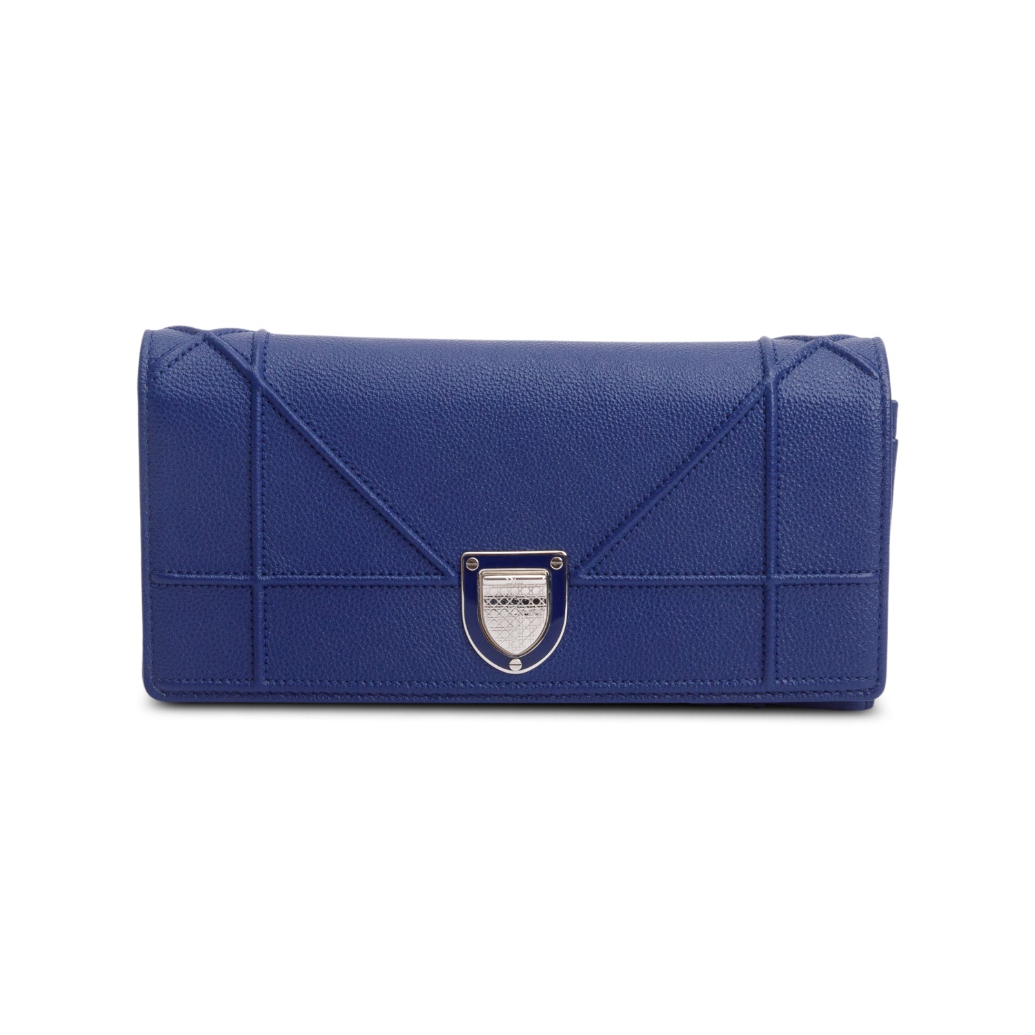 Christian Dior Blue Grained Calfskin Leather Diorama Croisiere Wallet on Chain