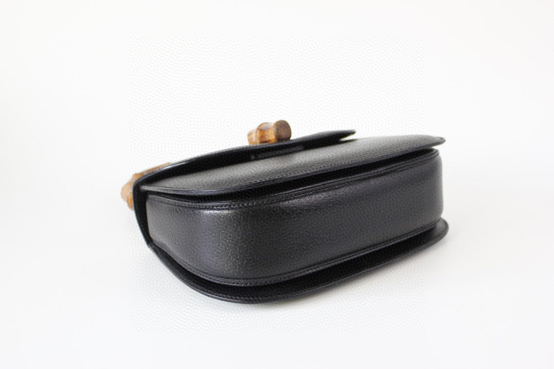 Gucci Bamboo Top Handle Bag Leather Medium Black