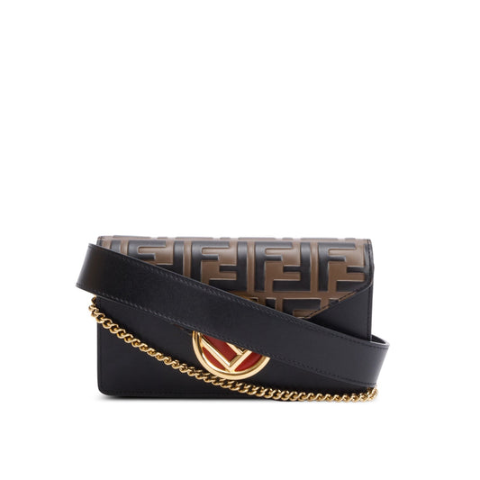 Fendi Brown/Black FF 1974 Embossed Leather F is Fendi Belt Bag