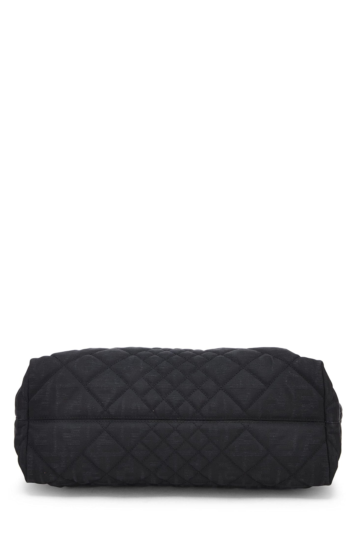 Fendi, Black Quilted Canvas Chain Tote, Black