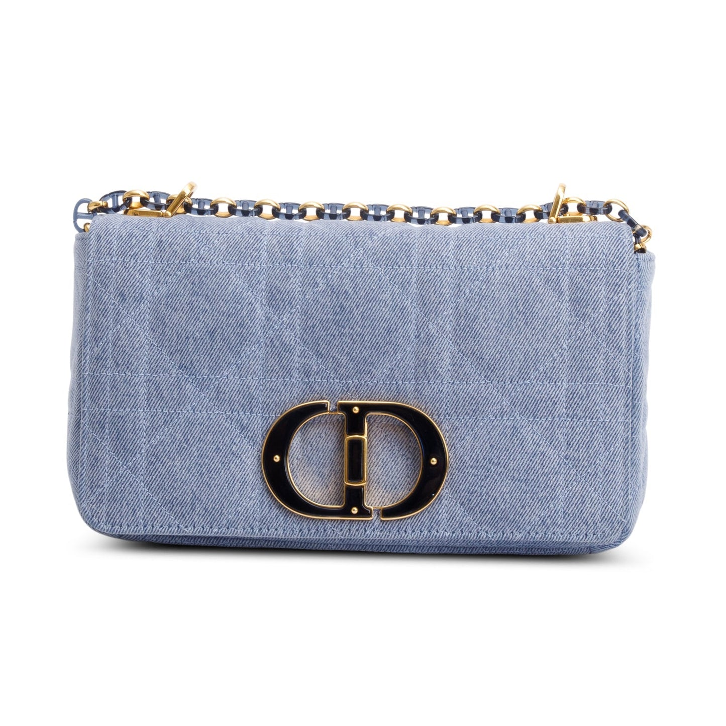 Christian Dior 2022 Blue Macrocannage Denim Medium Dior Caro Bag