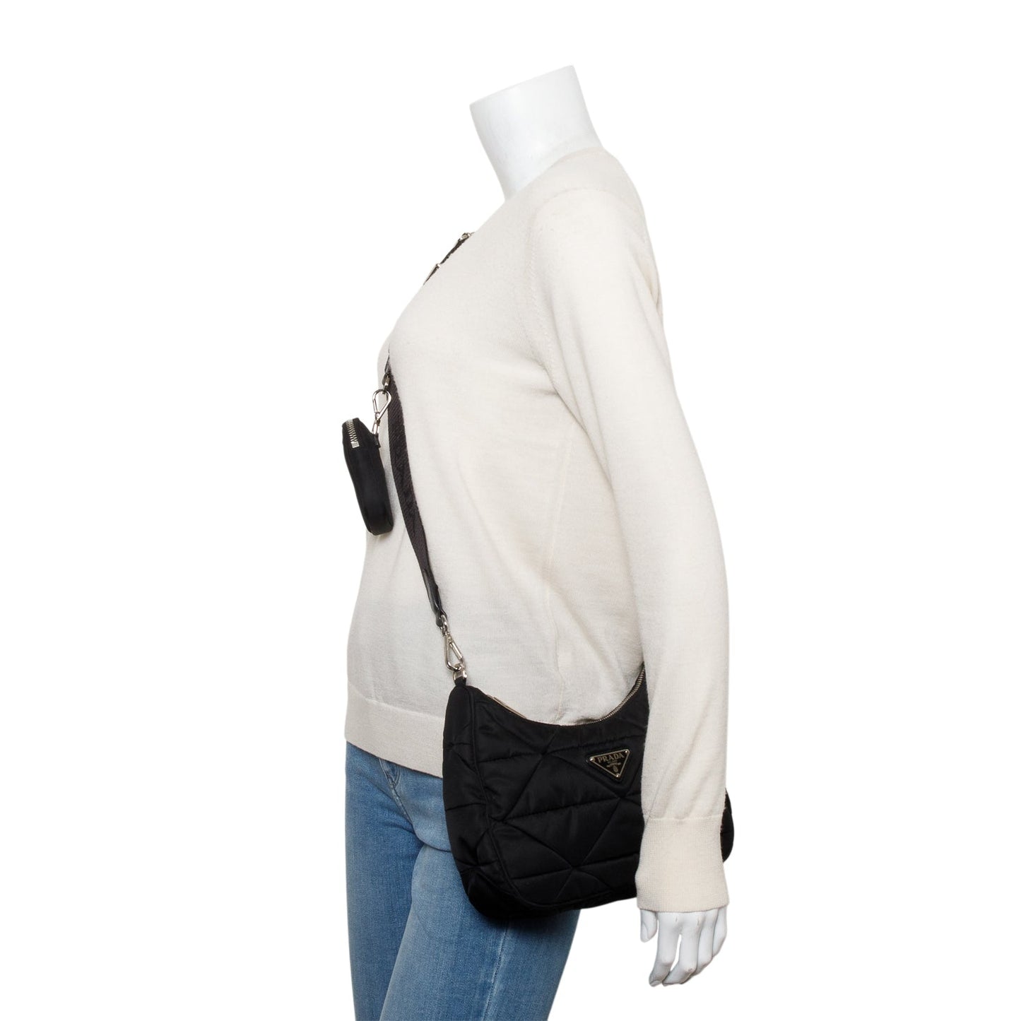 Prada 2021 Black Padded Re-Nylon Shoulder Bag