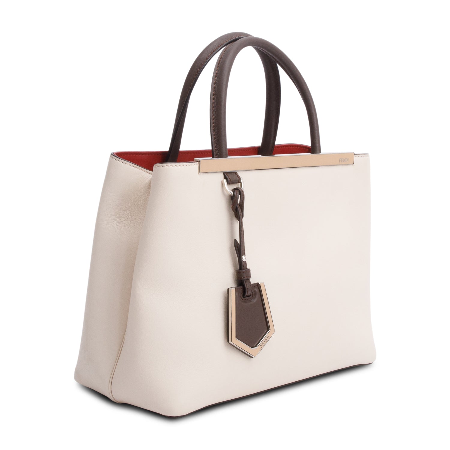 Fendi Creme Vitello Elite Leather Petite 2Jours Tote
