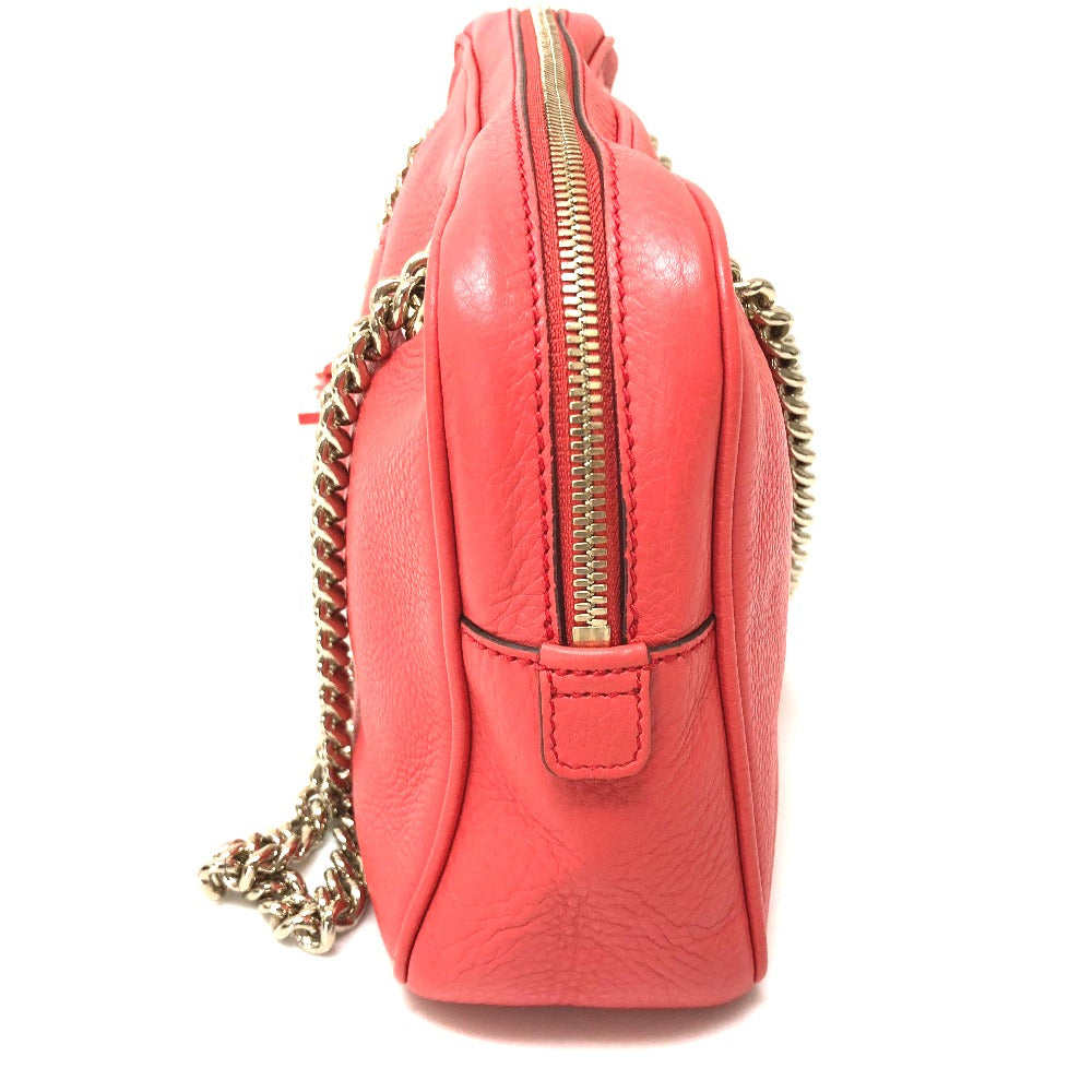 GUCCI Shoulder Bag 308983 leather Begonia pink Interlocking G SOHO Small Women