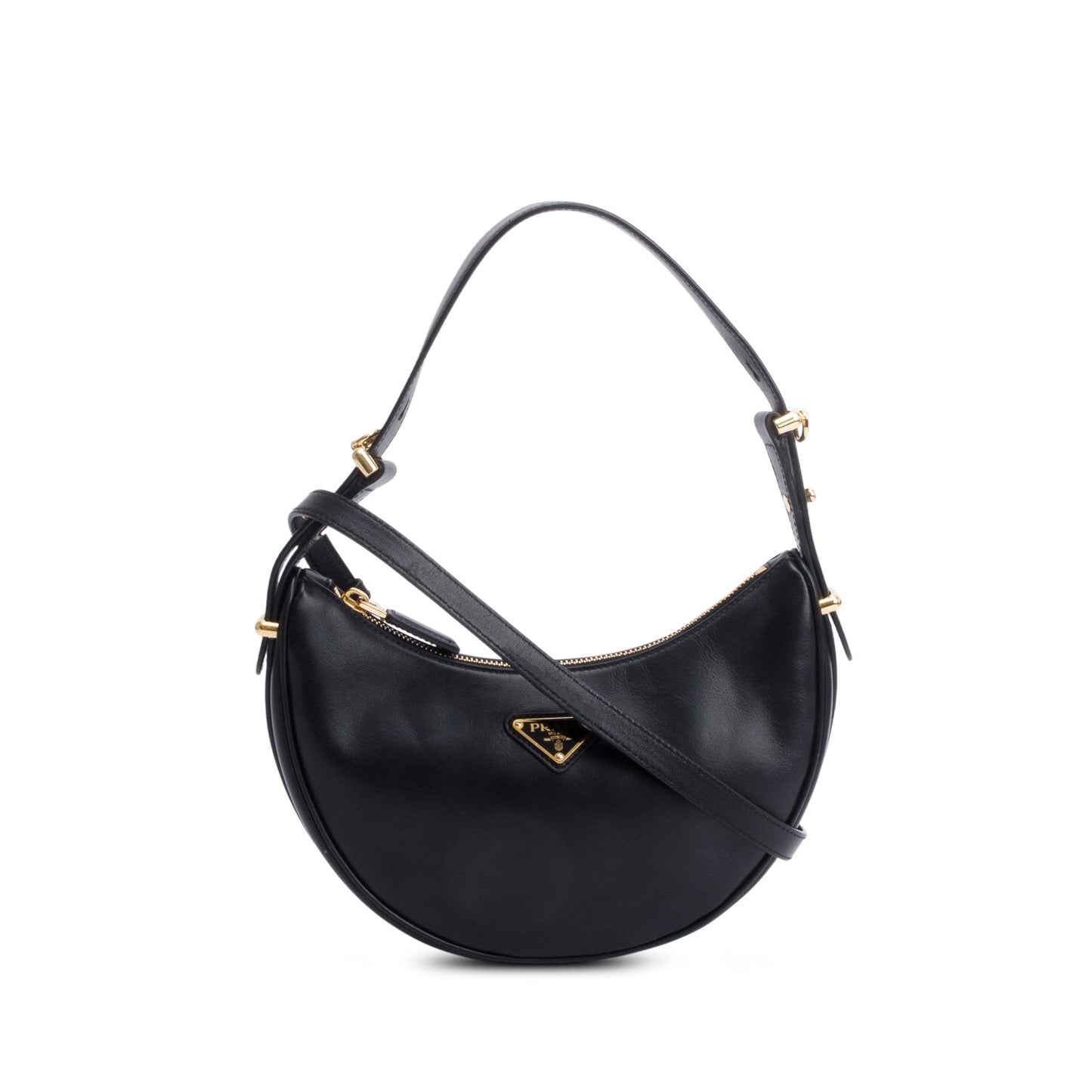 Prada Black Soft Calf Leather Small Arque Shoulder Bag
