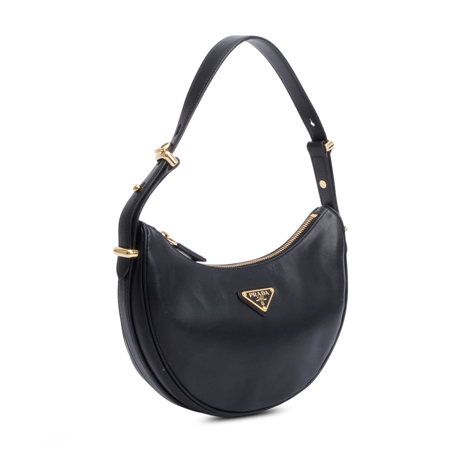 Prada Black Soft Calf Leather Small Arque Shoulder Bag