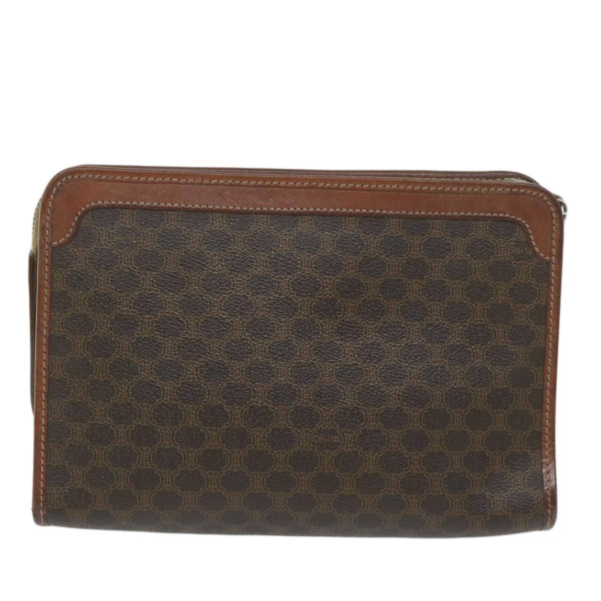 Luxury CELINE Macadam Canvas Clutch Bag PVC Brown 61680