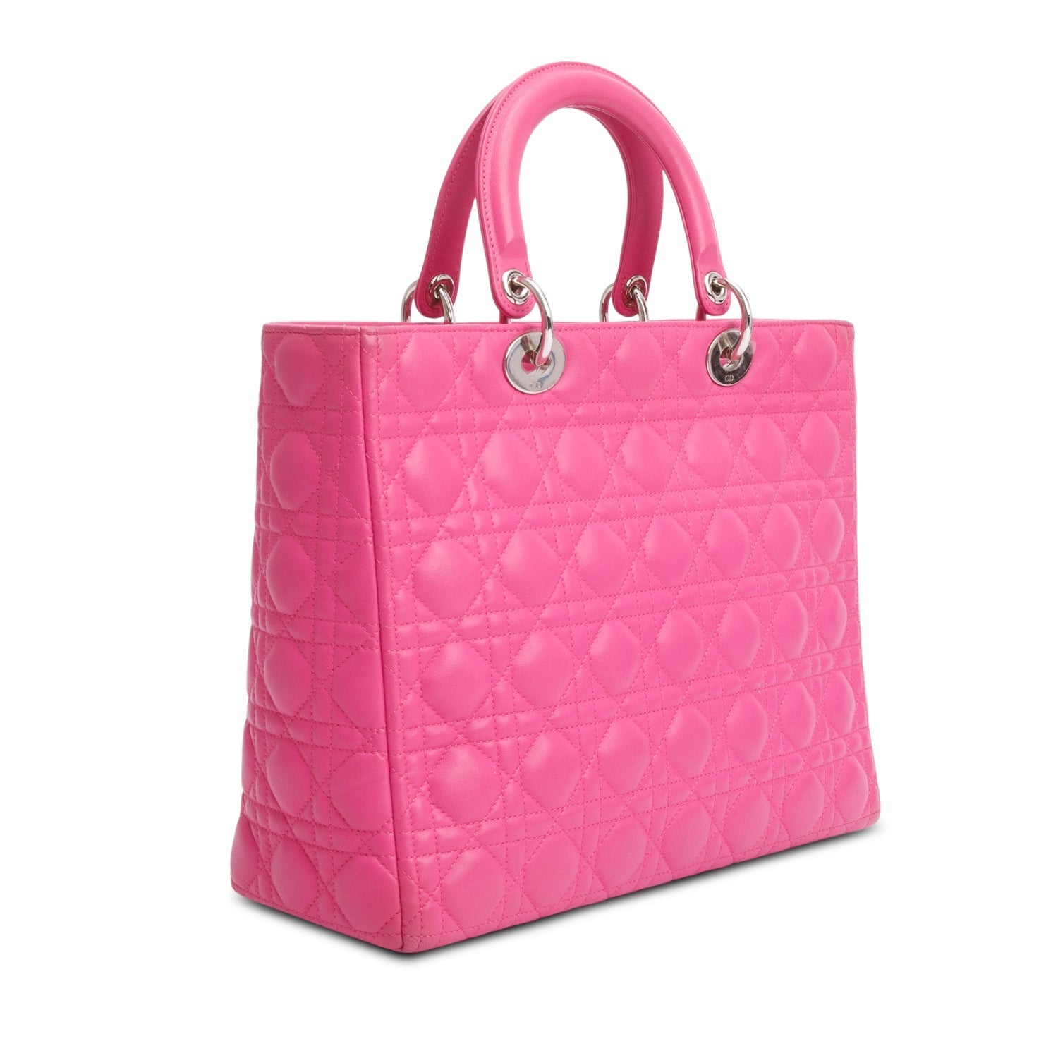 Christian Dior Pink Cannage Leather Large Lady Dior Bag