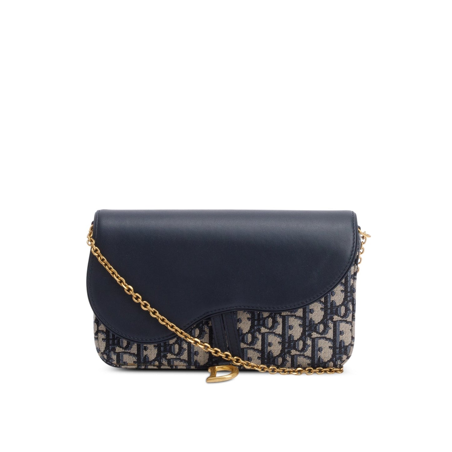 Christian 2024 Dior Oblique Jacquard Medium Saddle Pouch with Chain