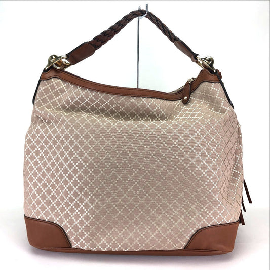 GUCCI Shoulder Bag 282338 Canvas / leather beige Diamante Handbag Women Secondhand