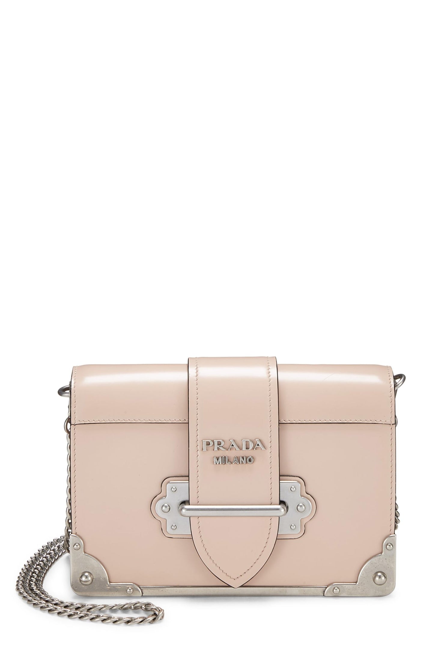 Prada, Pink Leather Cahier Crossbody, Pink