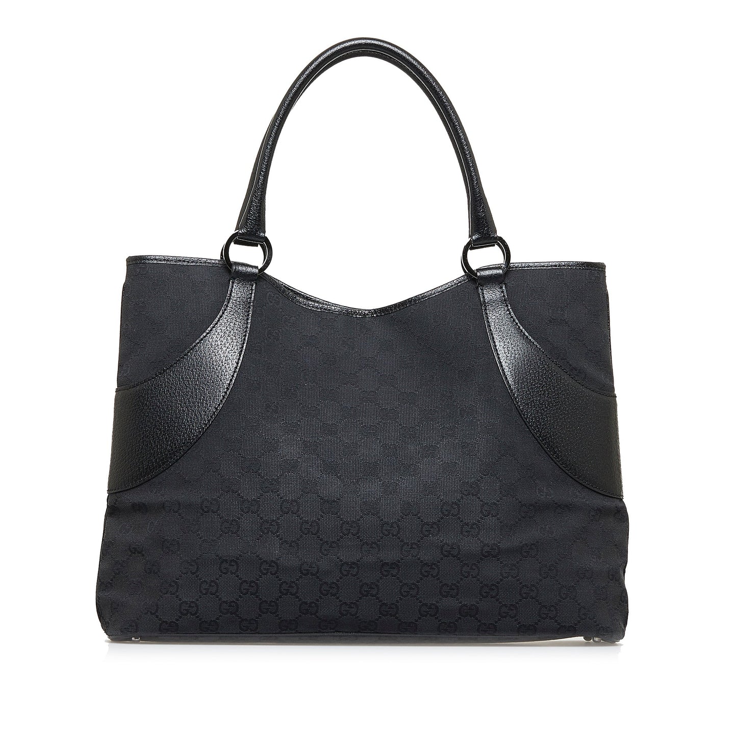 Gucci Black Leather Canvas Tote Style 16