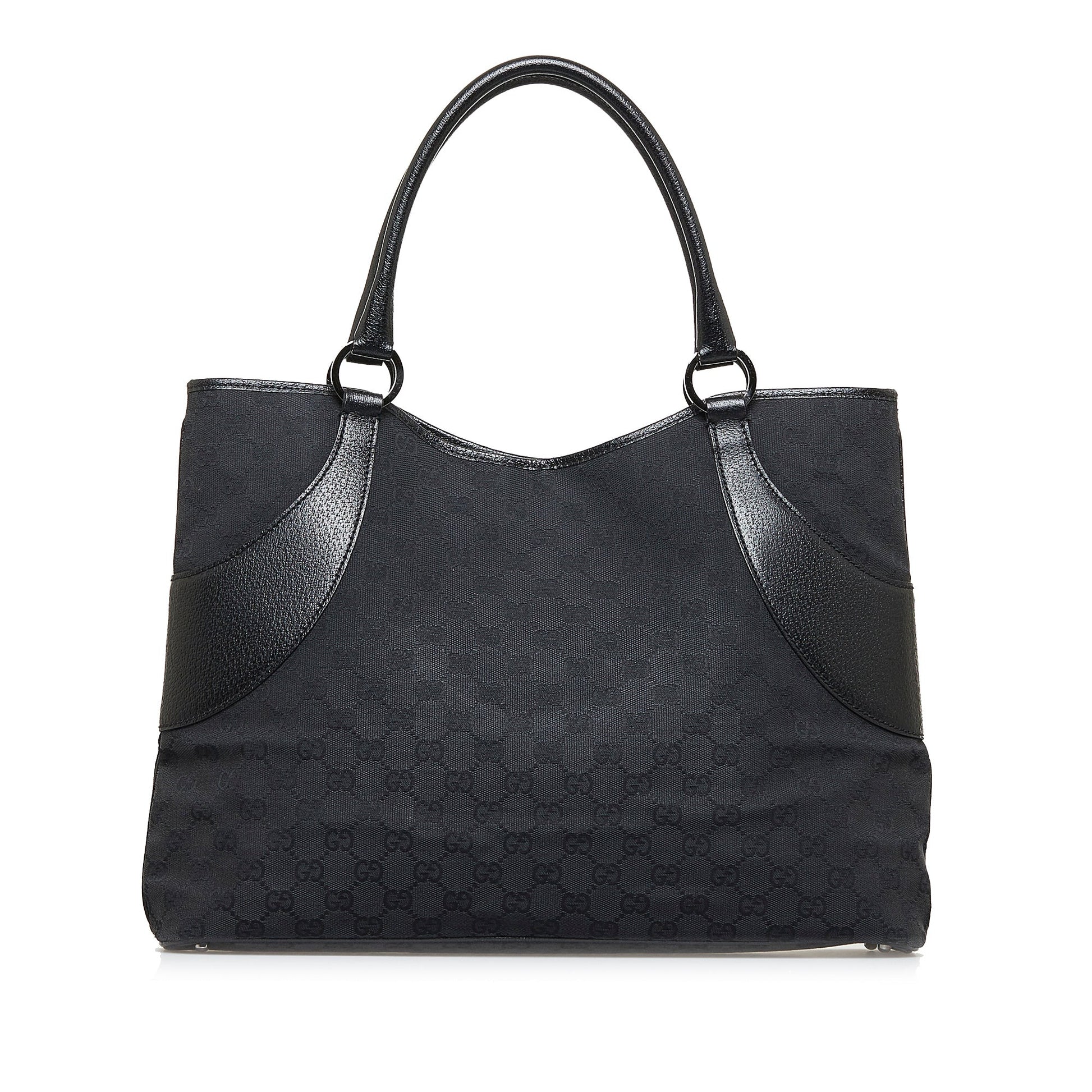 Gucci Black Leather Canvas Tote Style 16