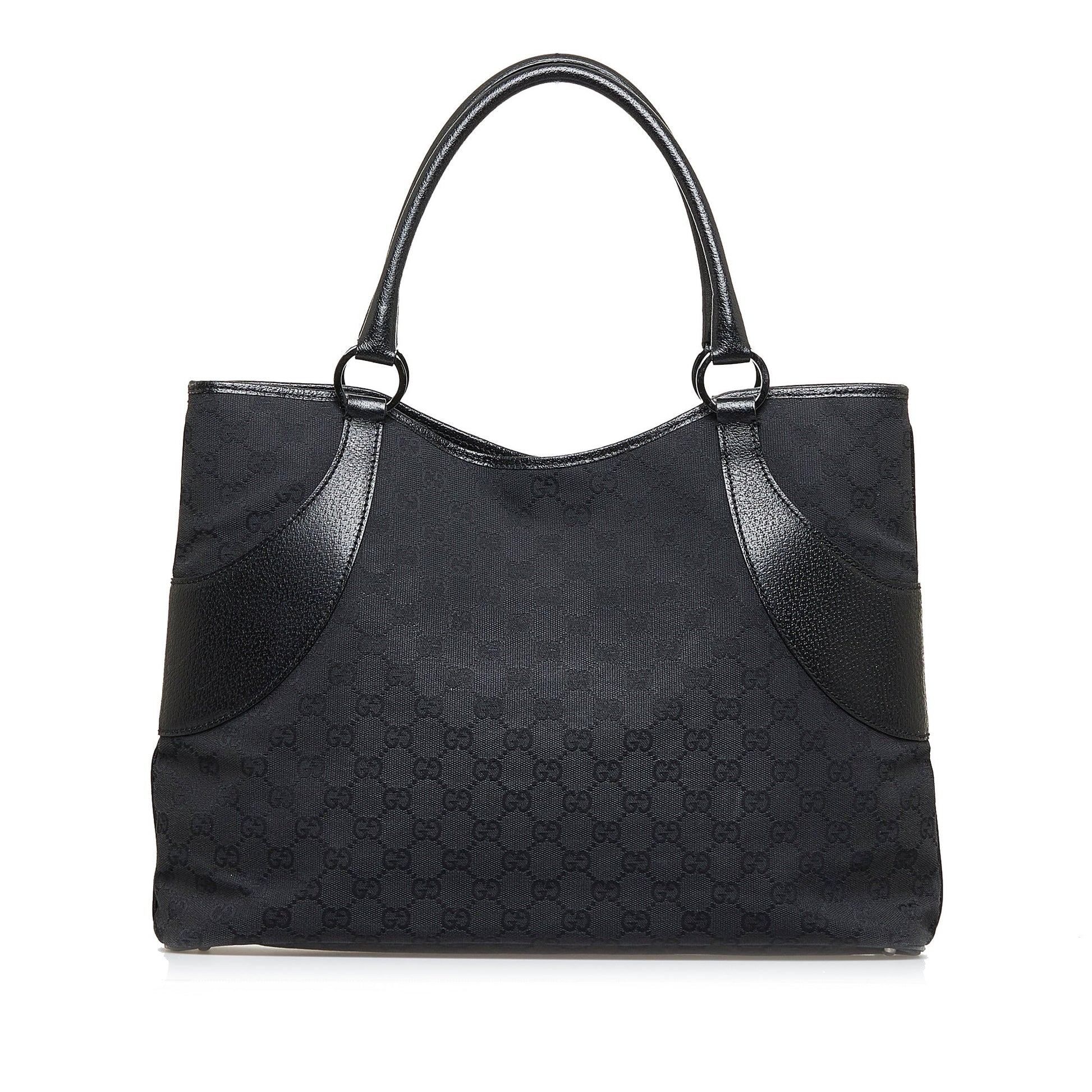 Gucci Black Leather Canvas Tote Style 29