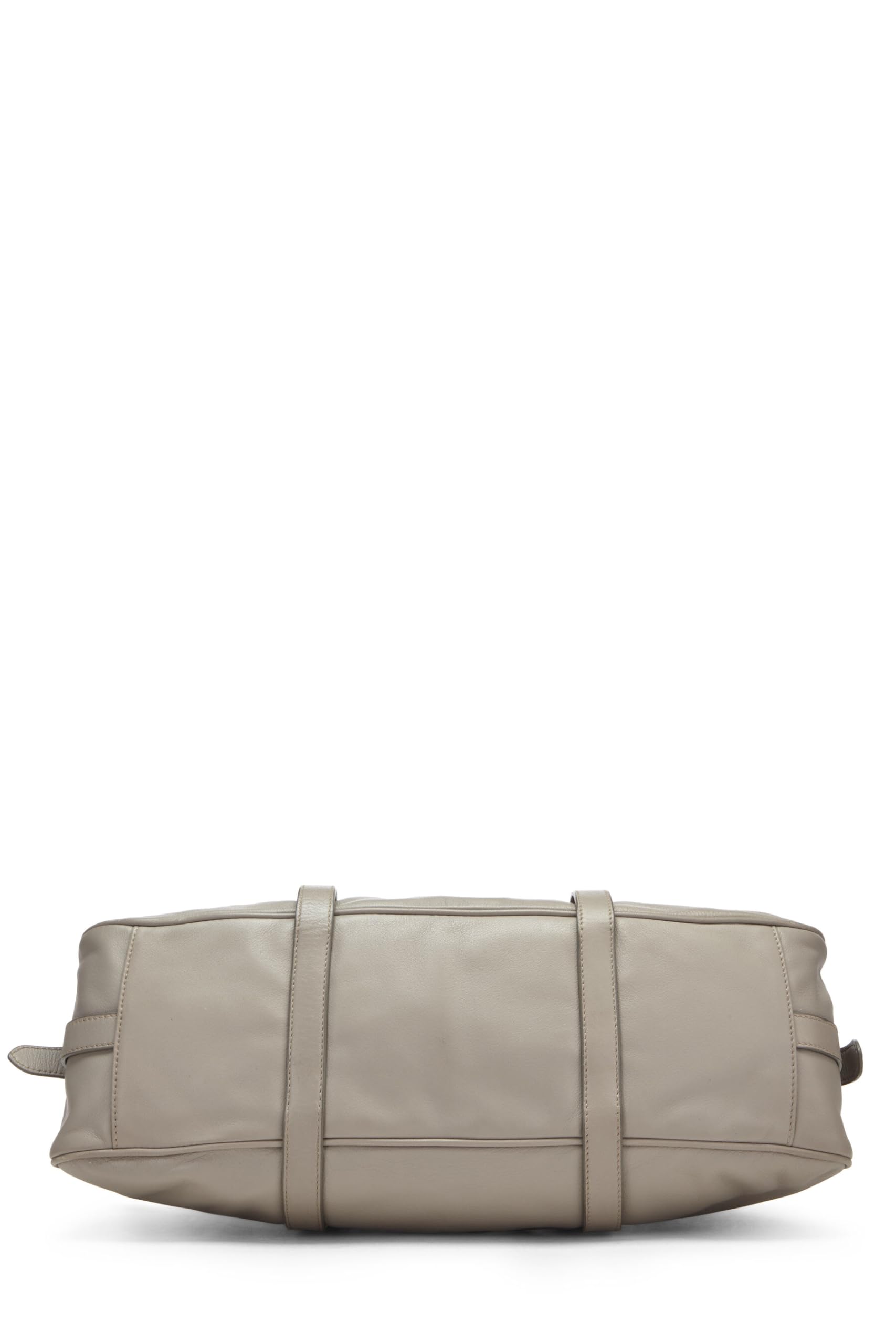 Prada, Grey Calfskin Convertible Buckle Handbag, Grey