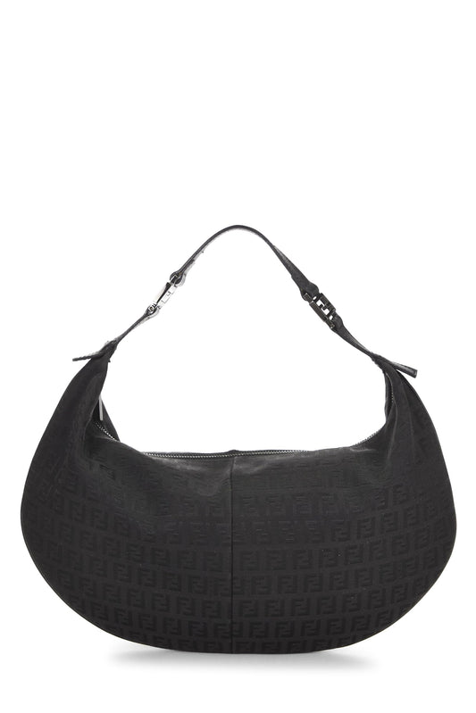 Fendi, Black Zucchino Canvas Hobo Bag, Black