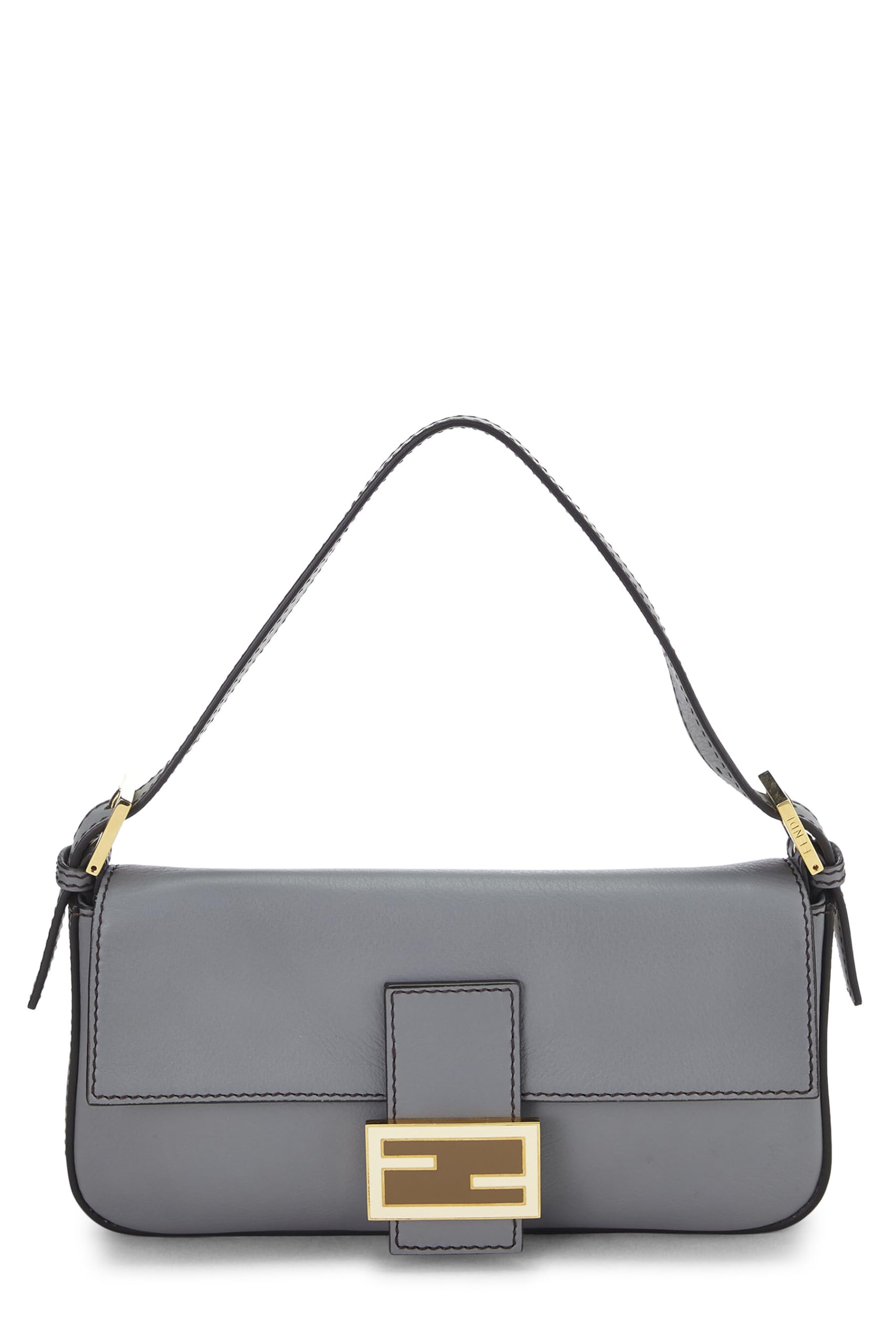 Fendi, Grey Leather Baguette, Grey