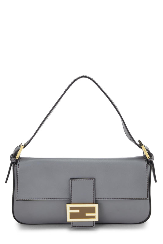 Fendi, Grey Leather Baguette, Grey