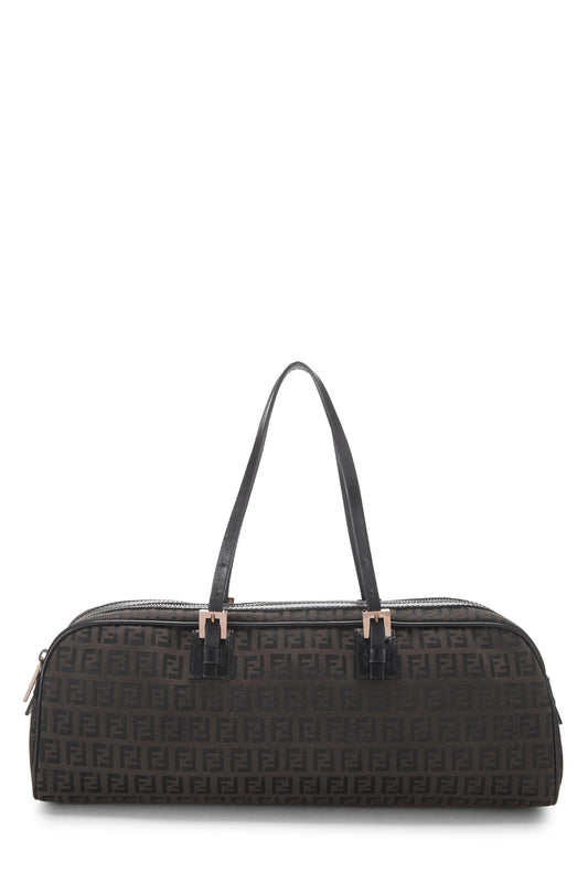 Fendi, Brown Zucchino Canvas Handbag Long, Black