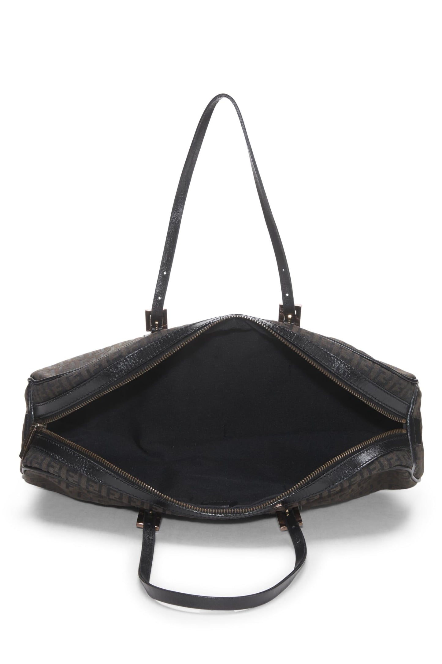Fendi, Brown Zucchino Canvas Handbag Long, Black