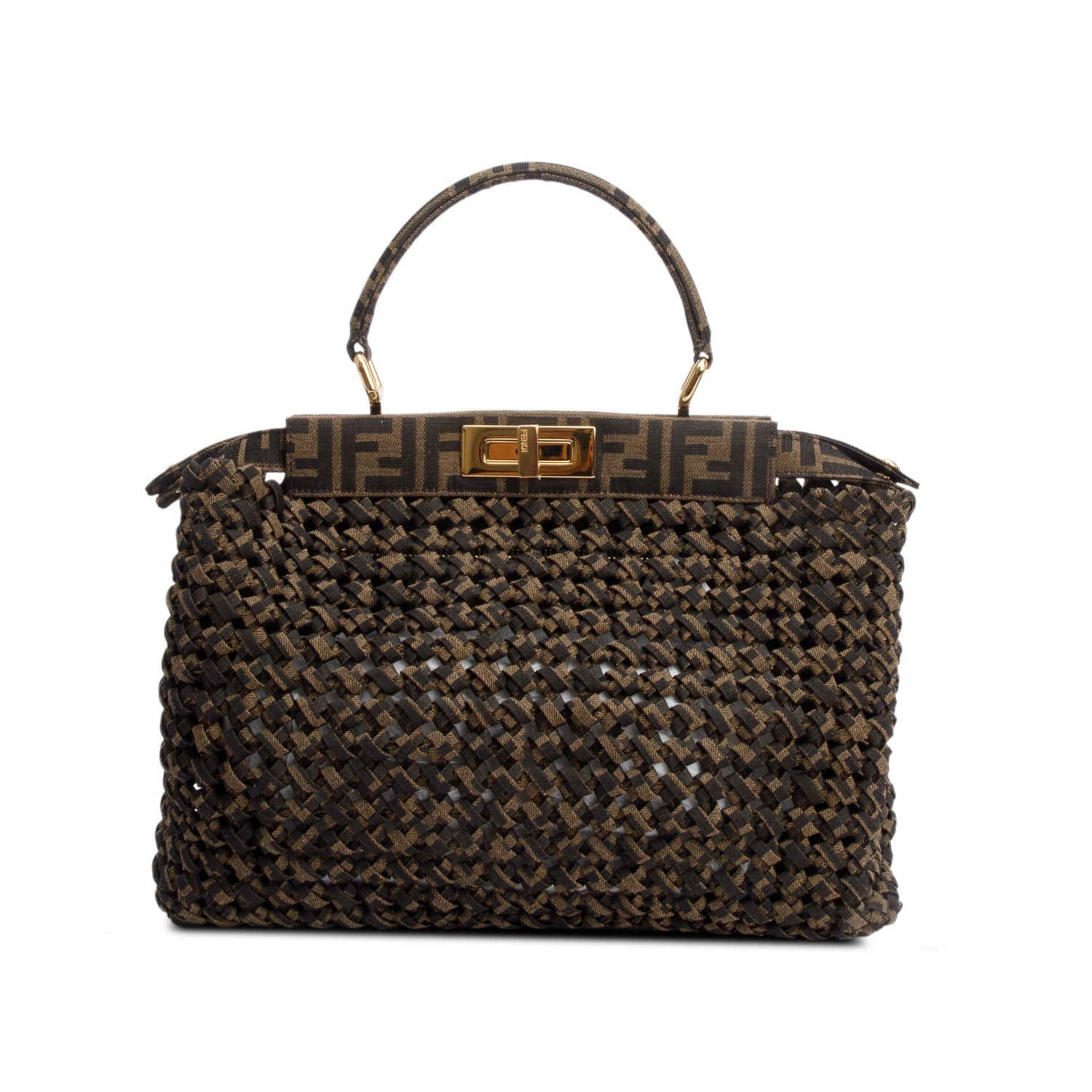 Fendi FF Zucca Woven Interlace Medium Peekaboo Bag