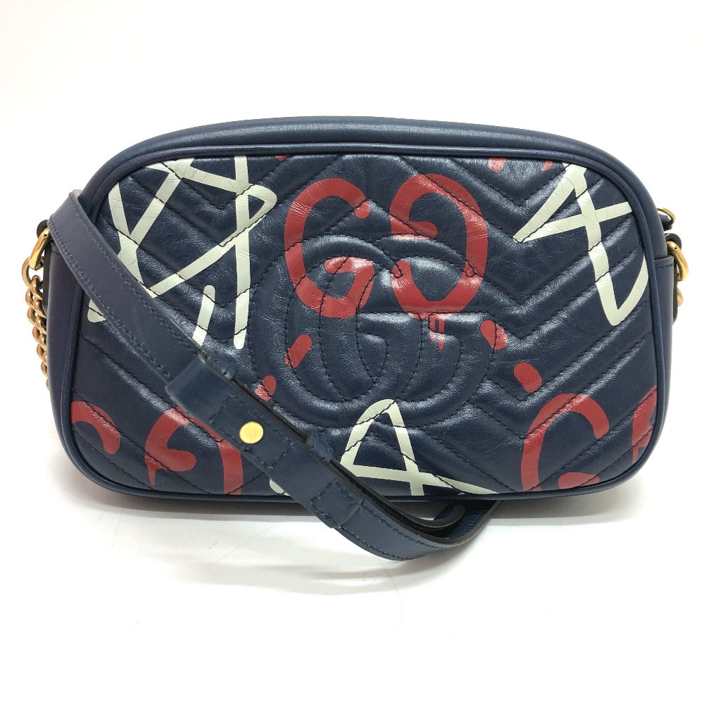 GUCCI Shoulder Bag 447632 leather Gold Metal GG Marmont Ghost unisex(Unisex)