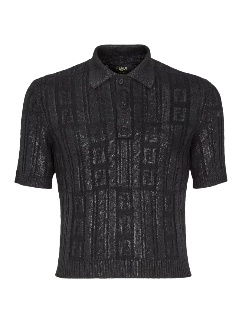 Fendi Men Black Wool Polo