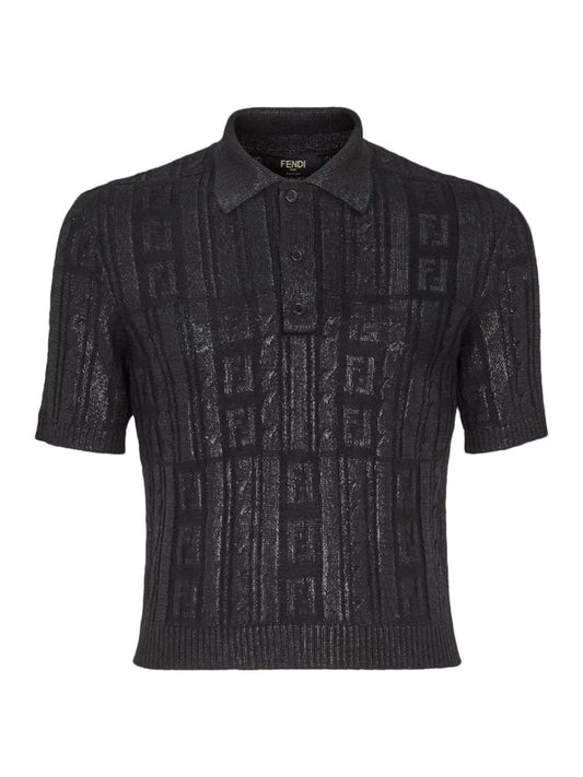 Fendi Men Black Wool Polo