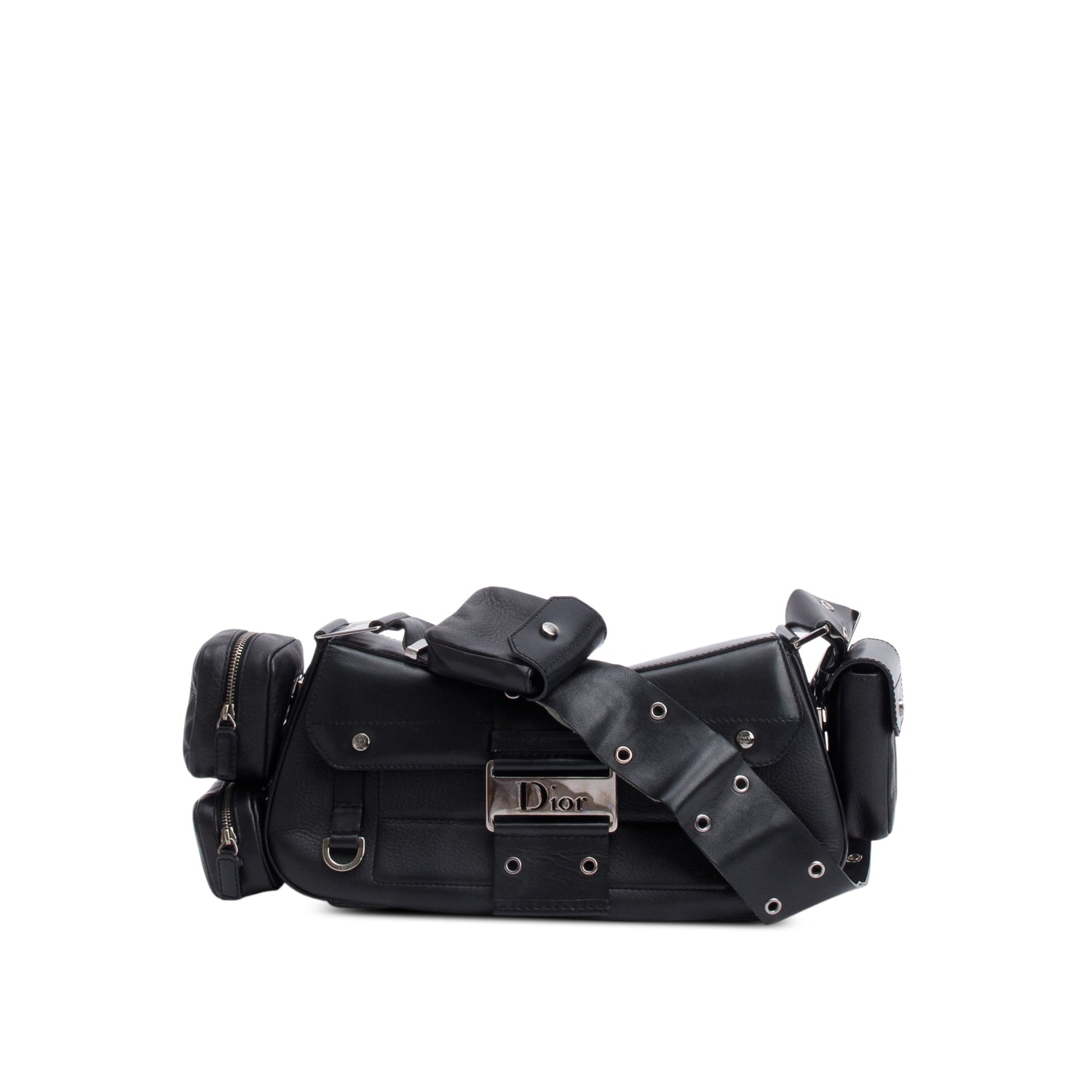 Christian Dior Black Leather Street Chic Columbus Cargo Shoulder Bag