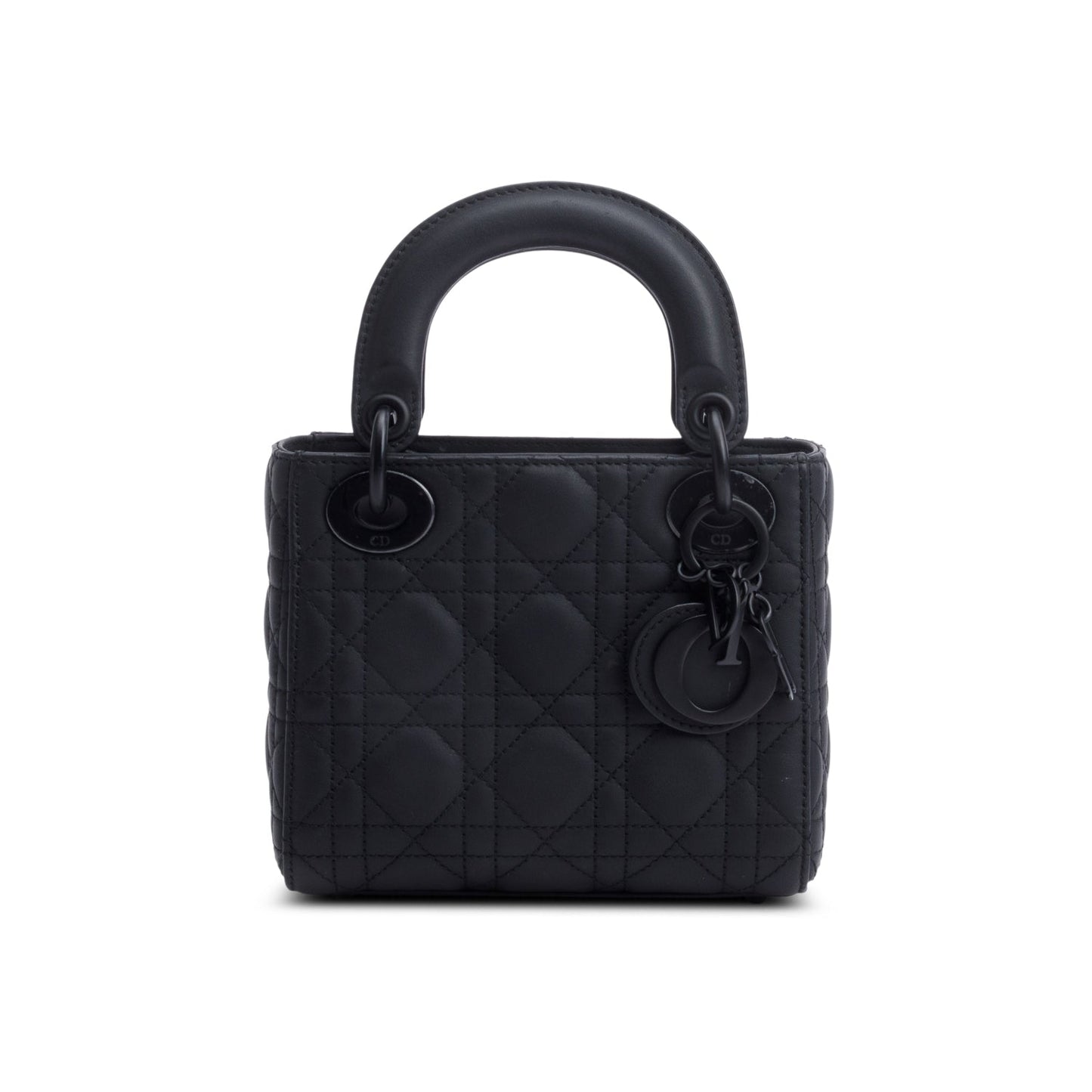 Christian Dior 2020 Black Ultramatte Cannage Leather Mini Lady Dior Bag