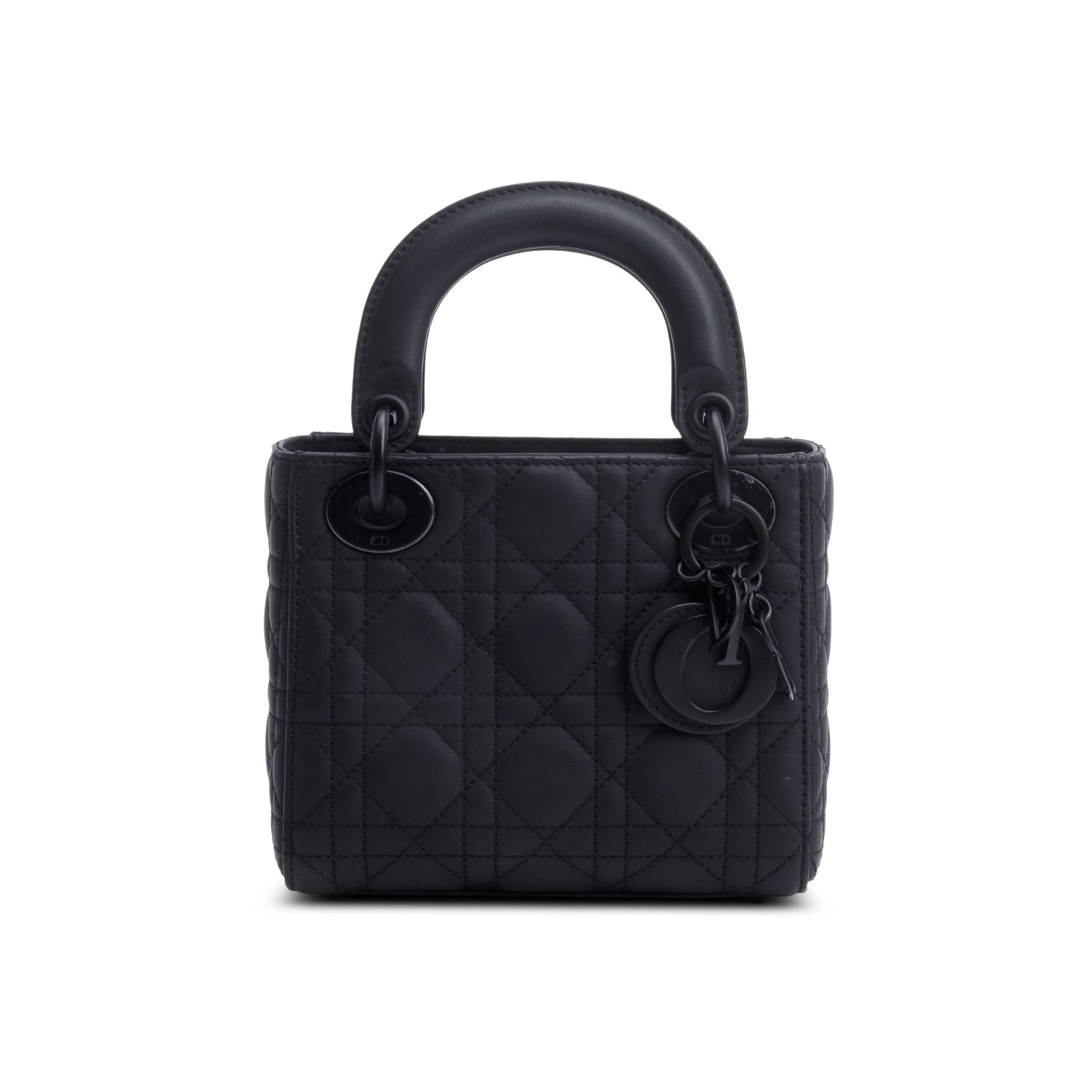 Christian Dior 2020 Black Ultramatte Cannage Leather Mini Lady Dior Bag