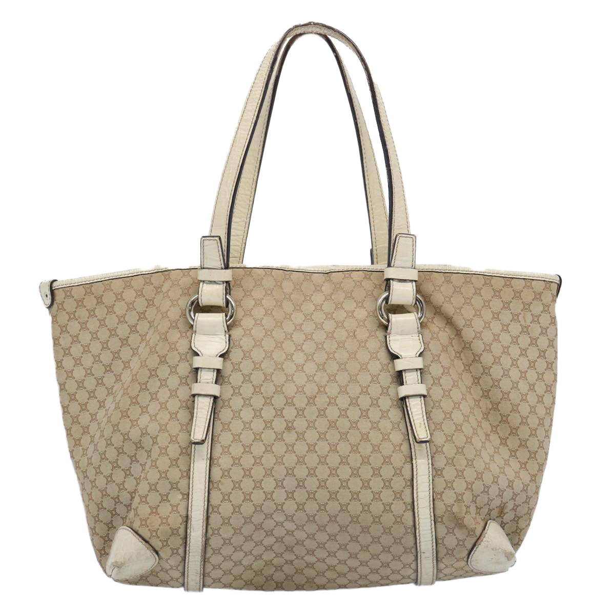 Luxury CELINE Macadam Canvas Tote Bag Beige 62341