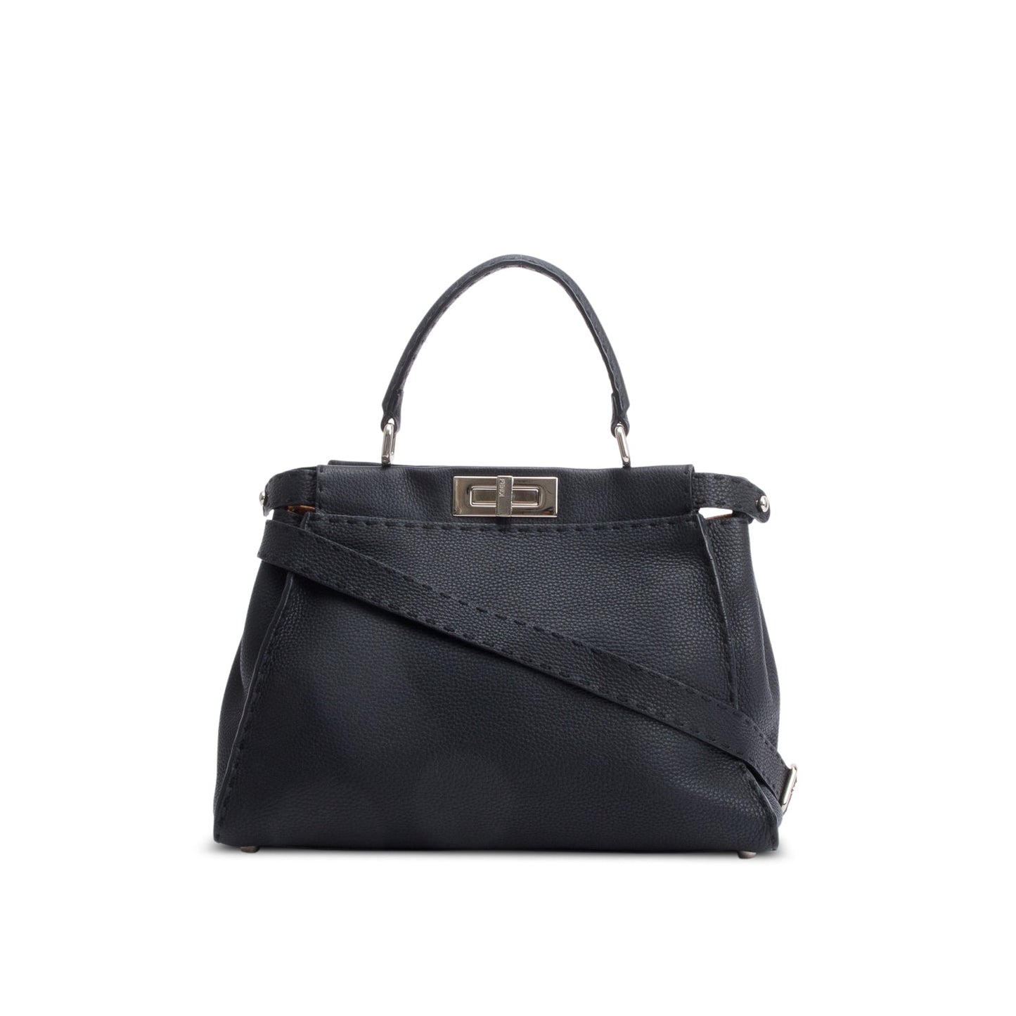 Fendi Black Leather Romano Selleria Medium Peekaboo Bag