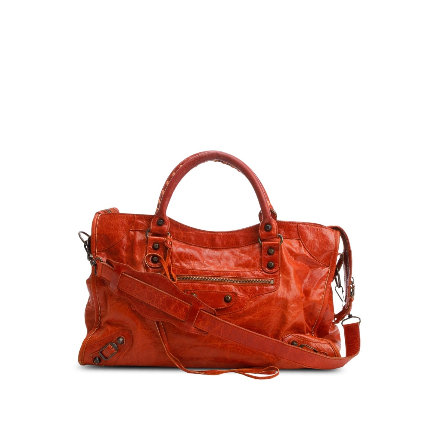 Balenciaga Orange Arena Lambskin Leather Le City Medium Bag