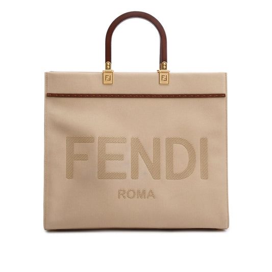 Fendi Neutral Canvas Medium Sunshine Tote Bag