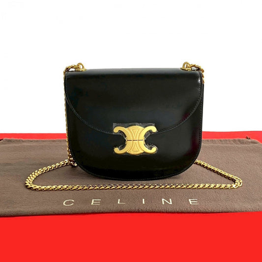 CELINE Shoulder Bag leather black Teen Chain Busas Women