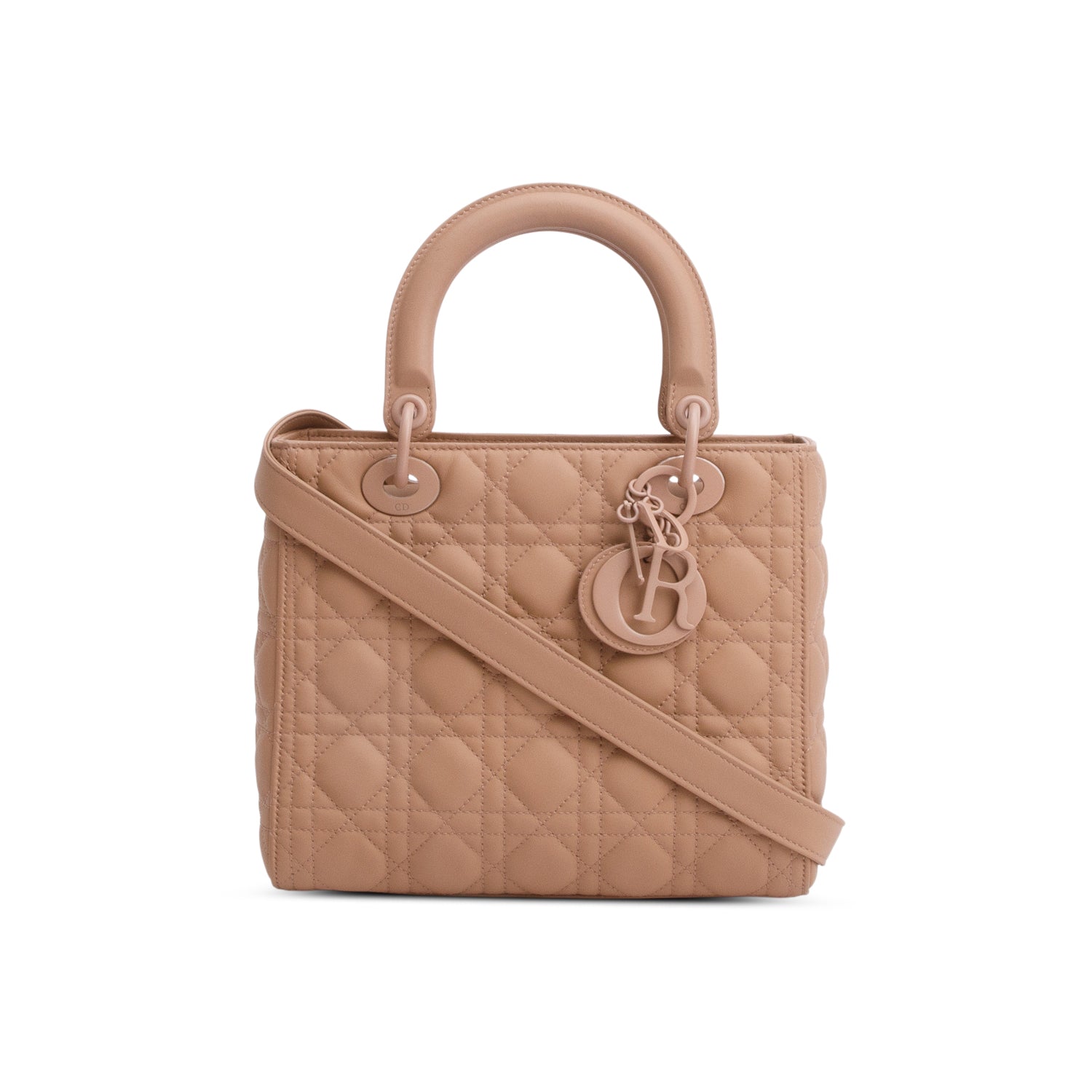 Christian Dior 2020 Blush Ultramatte Cannage Leather Medium Lady Dior Bag