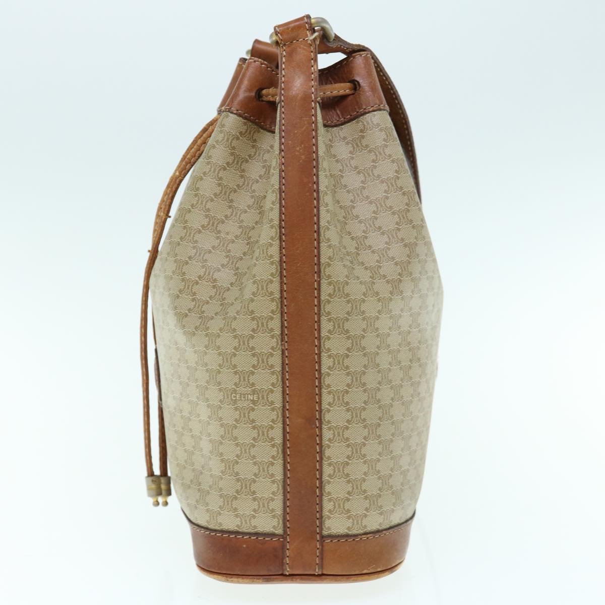 Luxury CELINE Macadam Canvas Shoulder Bag Beige 62765